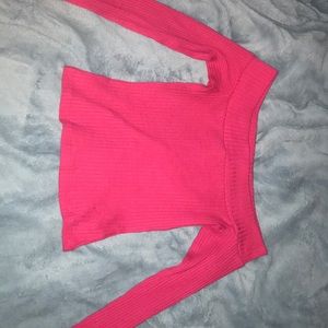 off the shoulder pink crop top